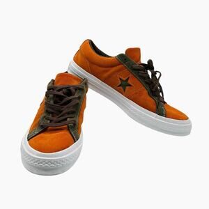 Rare Converse One Star Ox‎ Suede Mandarin Orange Olive Green Shoes Men’s Size 11